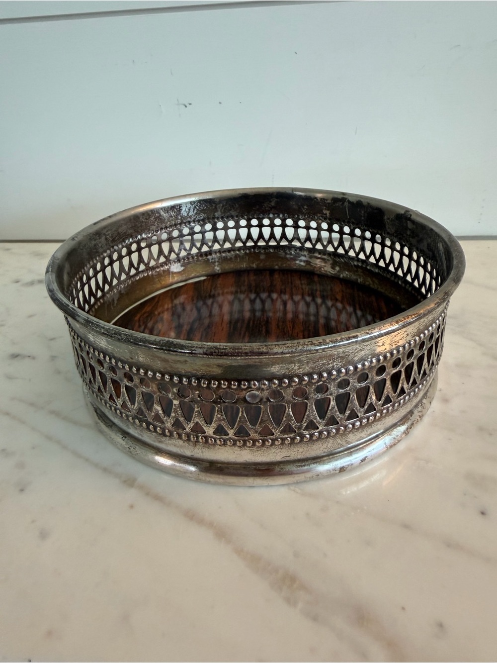 Vintage Sheffield Silver Plate & Formica Wine Coaster